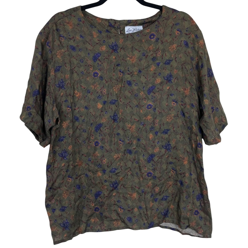 Vintage Lee Winter Size 16 Unique Floral All-over Delicate Made in USA Blouse +